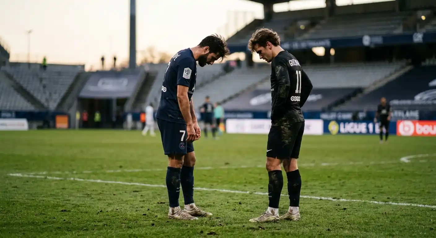 Enttäuschte Spieler beim Tabellenende der Ligue 1