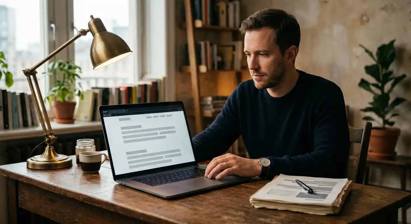 Person prüft Anbieter-Konditionen am Laptop zu Wettsteuer-Modellen