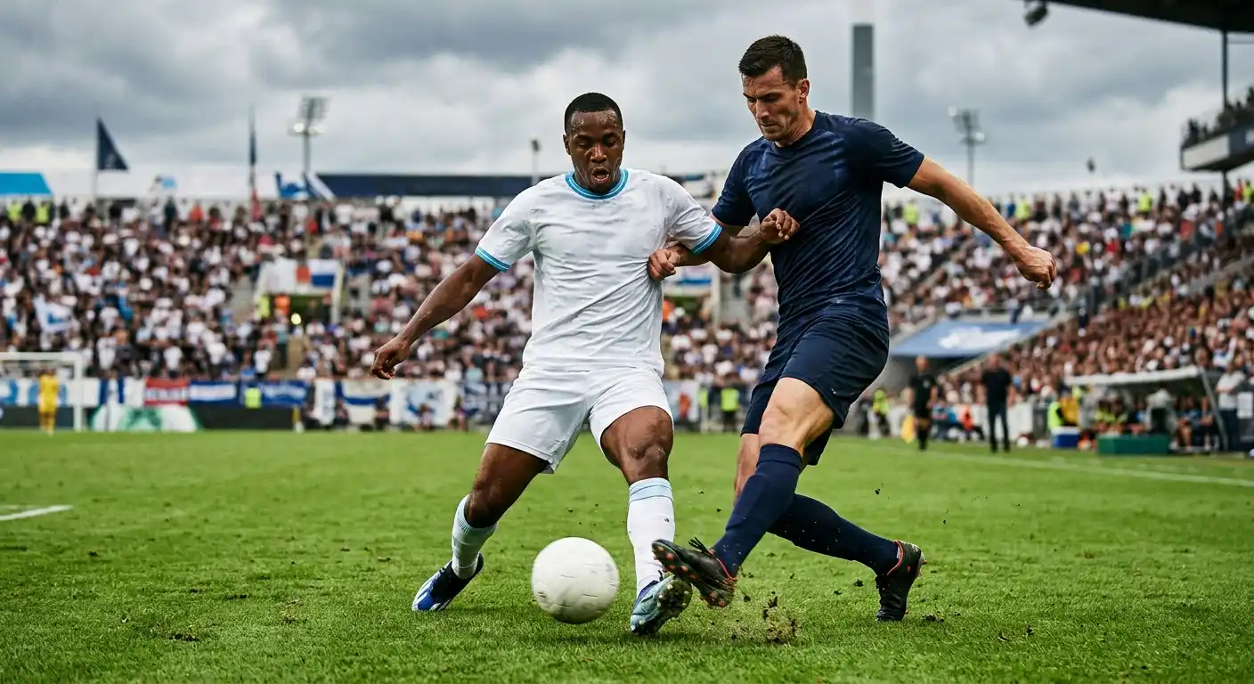 Auswärtsspielszene eines französischen Erstliga-Klubs gegen einen Mid-Table-Gegner