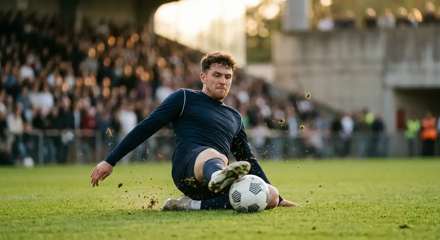 Defensive Aktion eines Innenverteidigers im französischen Erstliga-Spiel