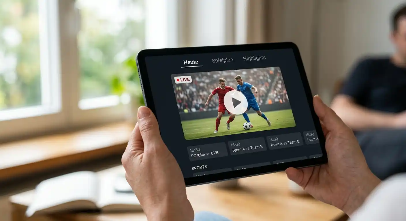 Ligue 1 Plus Streaming-App auf einem Tablet in Spielansicht