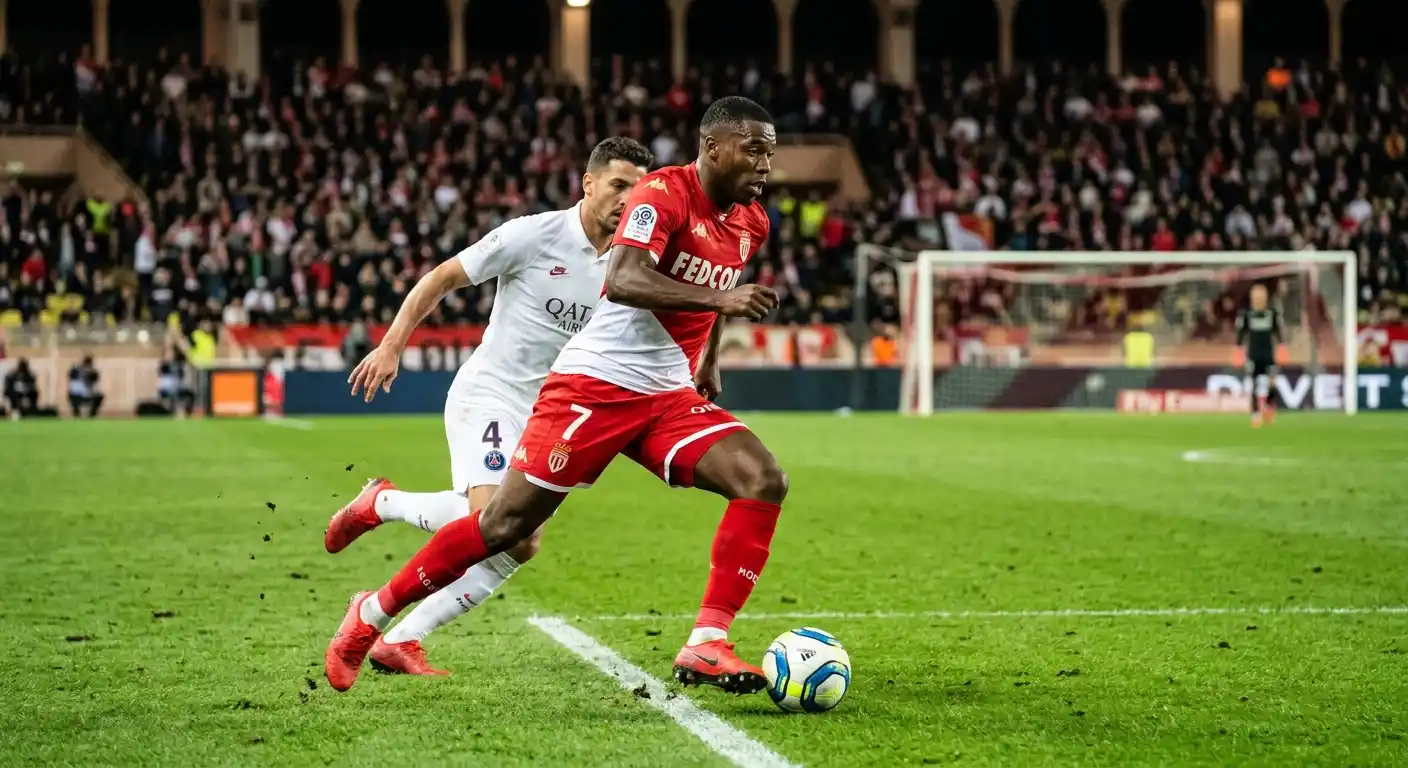 Schnelle Spielszene in einem Ligue 1 Stadion während einer laufenden Live-Wett-Phase