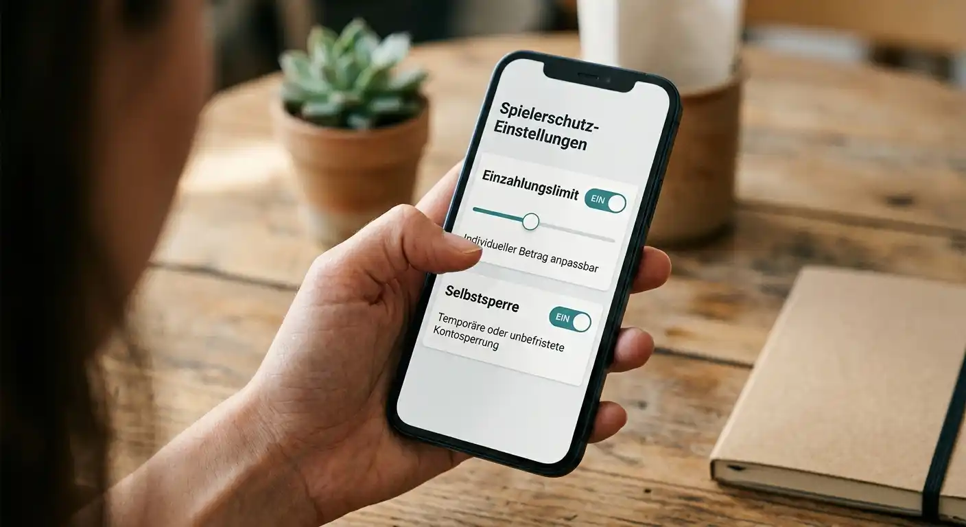 OASIS und LUGAS Spielerschutz-System — Hand setzt ein monatliches Einzahlungslimit in einer Wett-App