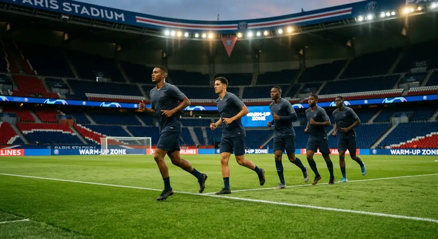 PSG-Spieler beim Aufwärmen vor einem Heimspiel