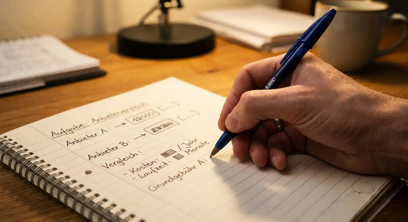 Rechenbeispiel zur Marge mit handschriftlicher Notiz auf Papier