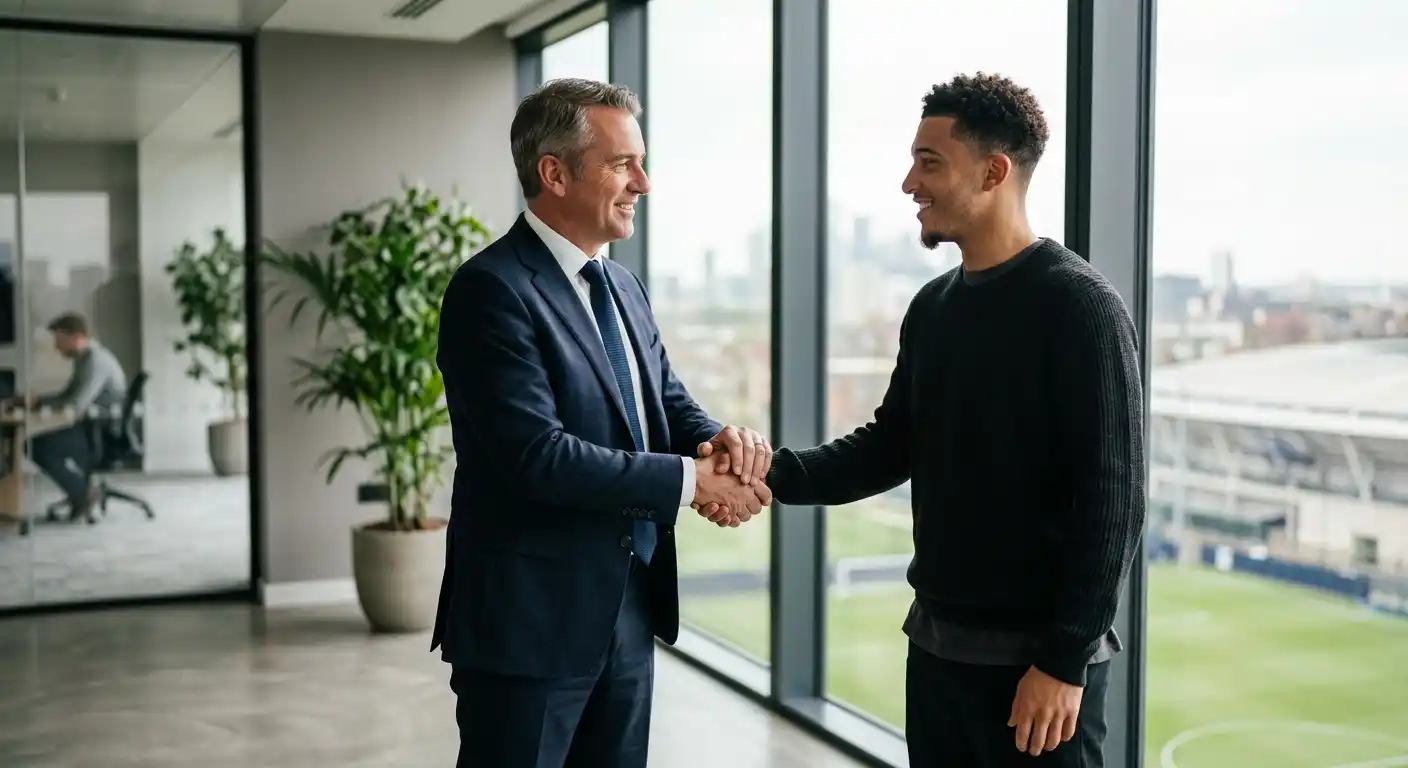 Handschlag bei einer Spieler-Verpflichtung als Bild zur Transferpolitik