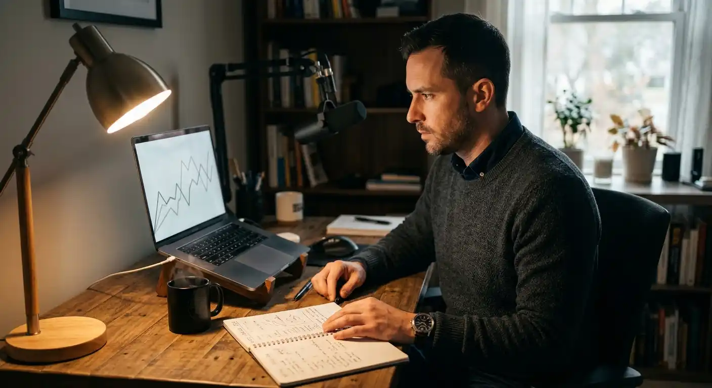 Wettanalyst untersucht typische 1X2-Quotenmuster am Laptop