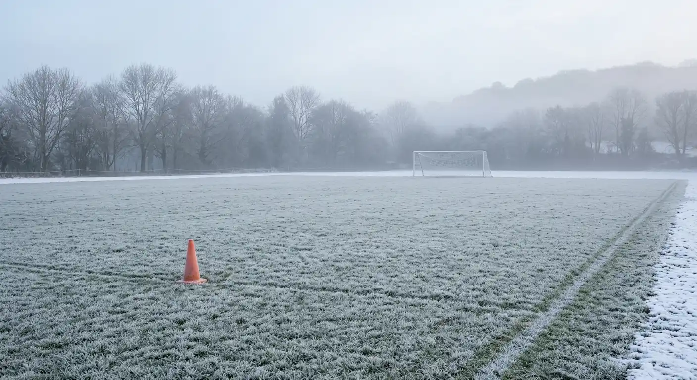 Winterpause-Trainingsplatz mit kalten Bedingungen